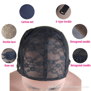 Stock Women Black Ventilate Plastic Elastic mesh wig caps, dome mesh wig cap, wig cap adjustable straps